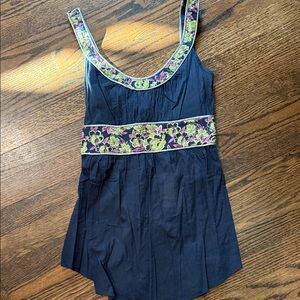 Free People Navy Kids One Piece with Floral Embroidery